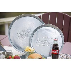 New COCA COLA Large Galvanized Steel Round Serving Platter Sz 12” Diameter